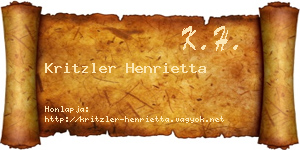 Kritzler Henrietta névjegykártya